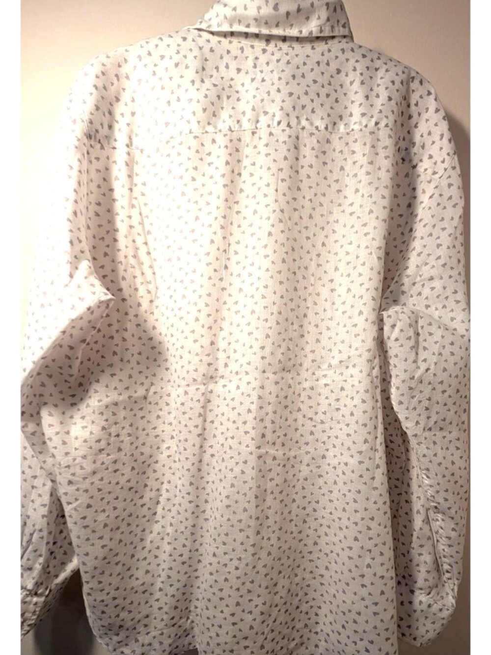 Frank & Eileen 100% Italian Linen Eileen Shirt, Gray Hearts, Women XL - Picture 8 of 14
